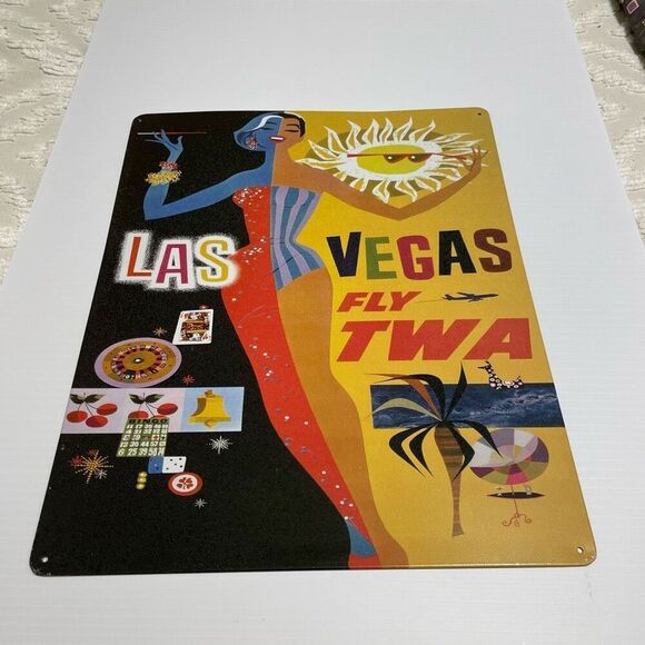 Vintage Inspired Metal TWA Travel Sign, Las Vegas, 50's Vibe - Picture 4 of 7